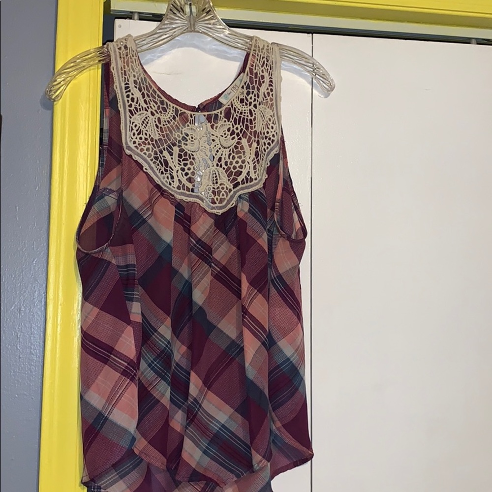 Multi-colored lace front shirt